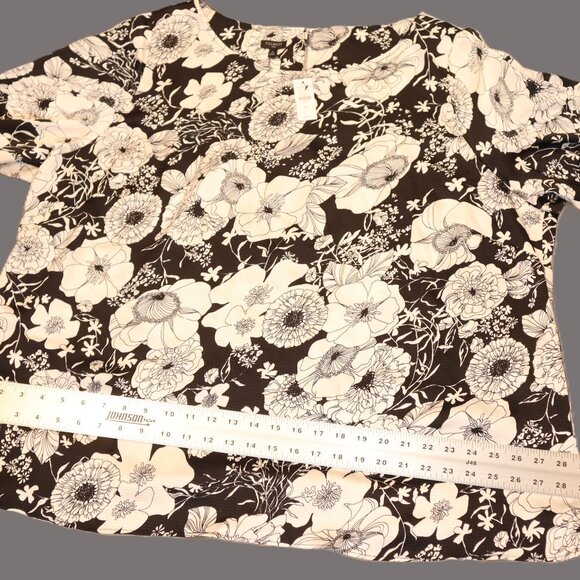 Talbots Floral 3/4 Sleeve Blouse – Black/White – Plus 3X – NWT - Picture 3 of 9